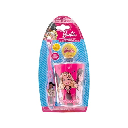 Licensed Branded Barbie 3 Pieces Toothbrush Set for Girls