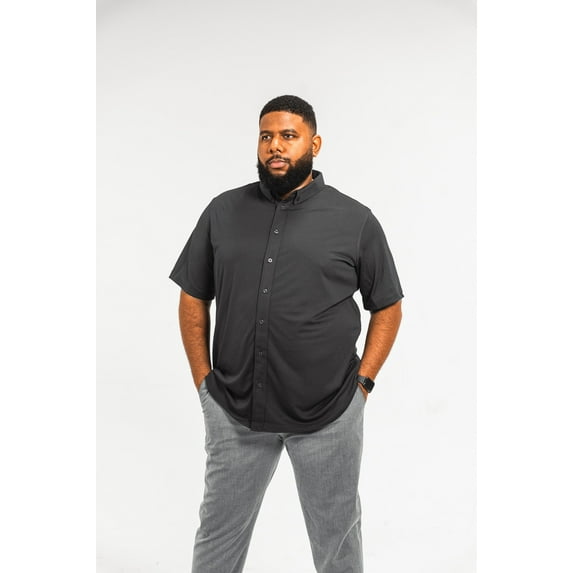 Regent Row Men's Big & Tall XL Black Commuter Short Sleeve Button Down Shirt