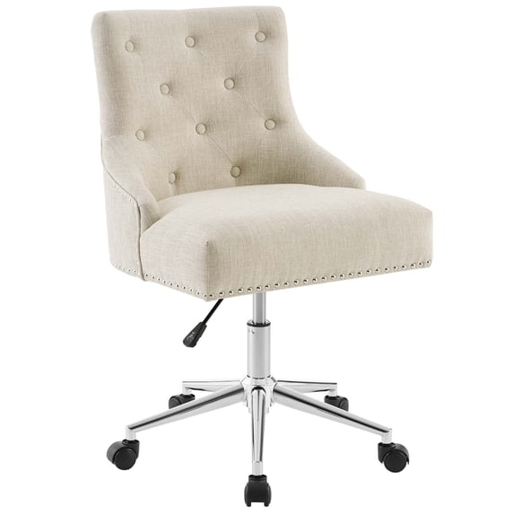 Modway Regent Tufted Button Swivel Upholstered Fabric Office Chair in Beige