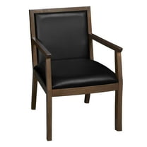 Regent WallGuard Guest & Reception Waiting Room Wood Side Chair - Neo Walnut / Black Vinyl