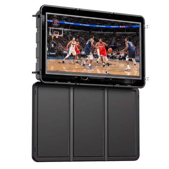 Regetek Outdoor TV Enclosure (46-65 Inch) - Heavy Duty Weatherproof Hard TV Case with Full Motion Wall Mount, Impact & UV Resistant Shield for Patio, Backyard, Poolside,Lockable Anti-Theft Design