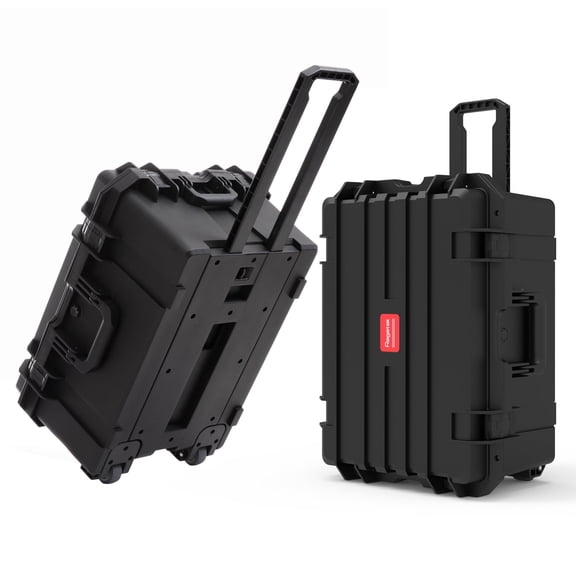 Waterproof Hard Case,27 x 20 x 13 Inch, Equipment Rolling Hard Case with Foam/Wheels/Retractable Handle for camera, Drone,tool, electronics,Shockproof, TSA Friendly, Inner 21.6"X 14.6"X10.2"