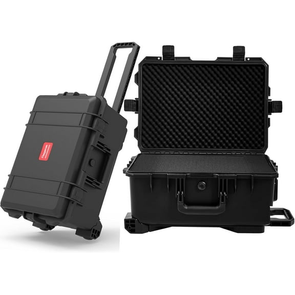 Waterproof Hard Case, 23 x 17 x 11.5 Inch, Rolling Case with Wheels/Customizable Foam, camera, electronic tool, Equipment Travel Storage, Shockproof, TSA Friendly, Inner 19.6" x 13.5" x 9.2"