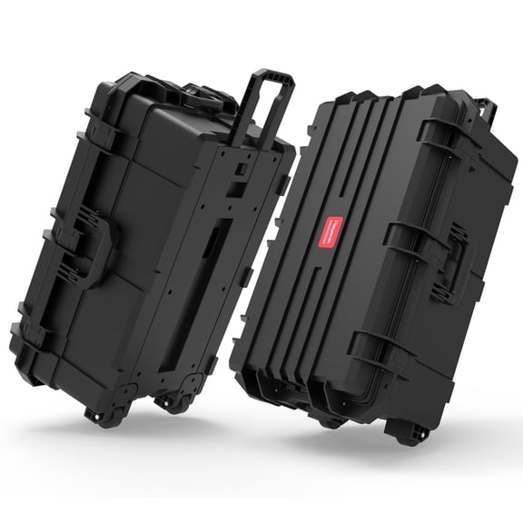 Regetek Waterproof Hard Case, 33"x 21"x 14", Equipment Case with Wheels/Customizable Foam,Gear Roller Case for cameras lenses Camcorder,Drone, Instrument,electronic tool, Shockproof,Rolling Hard Case