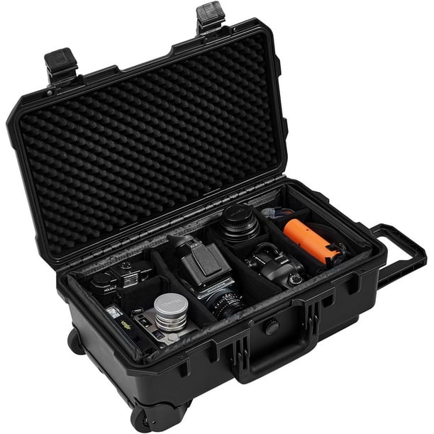 Regetek Waterproof Hard Case with Padded Divider Wheels, 22 x 14