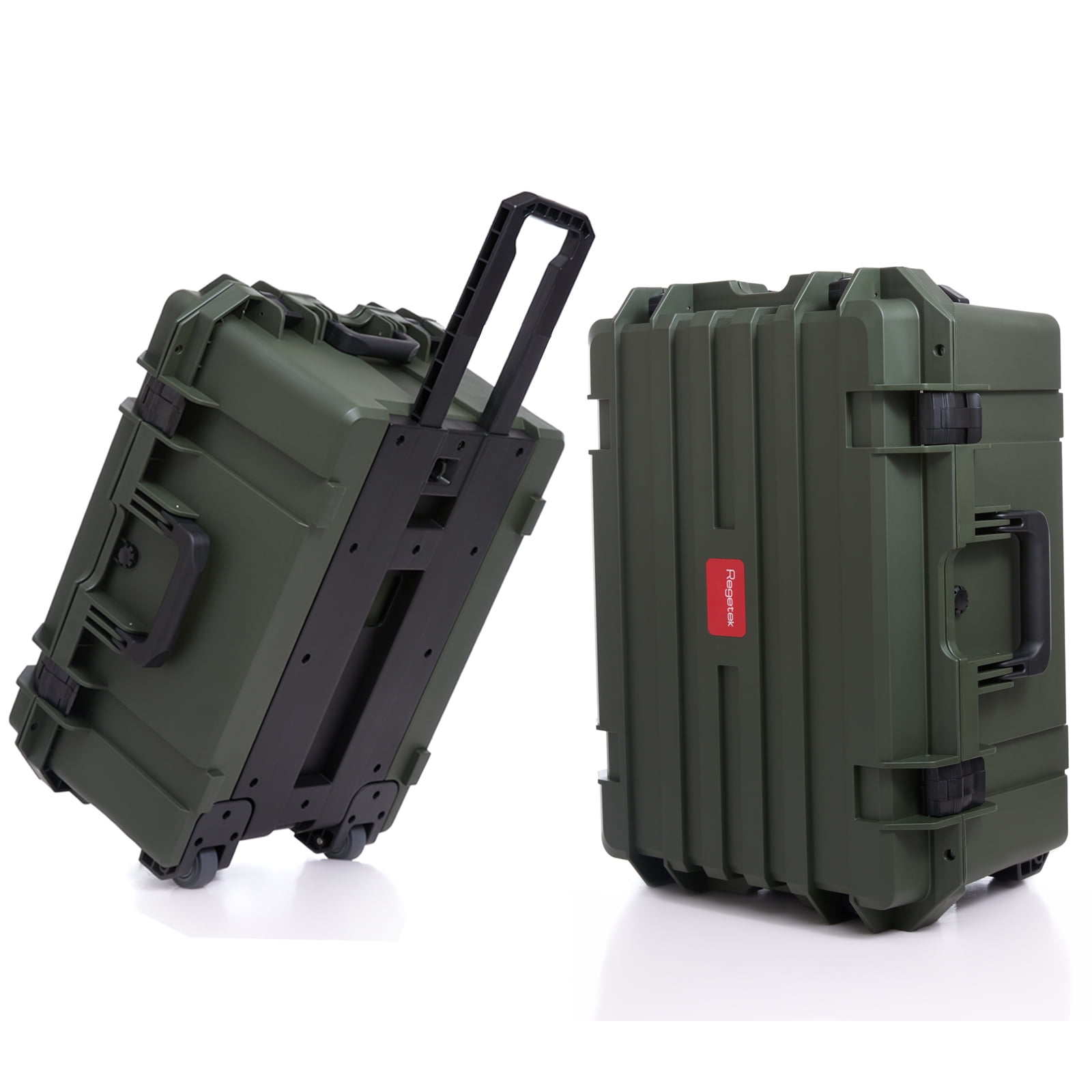 Regetek Waterproof Hard Case with Wheels, Custom Foam, For Cameras & Drones, IP67, 27"x20"x13