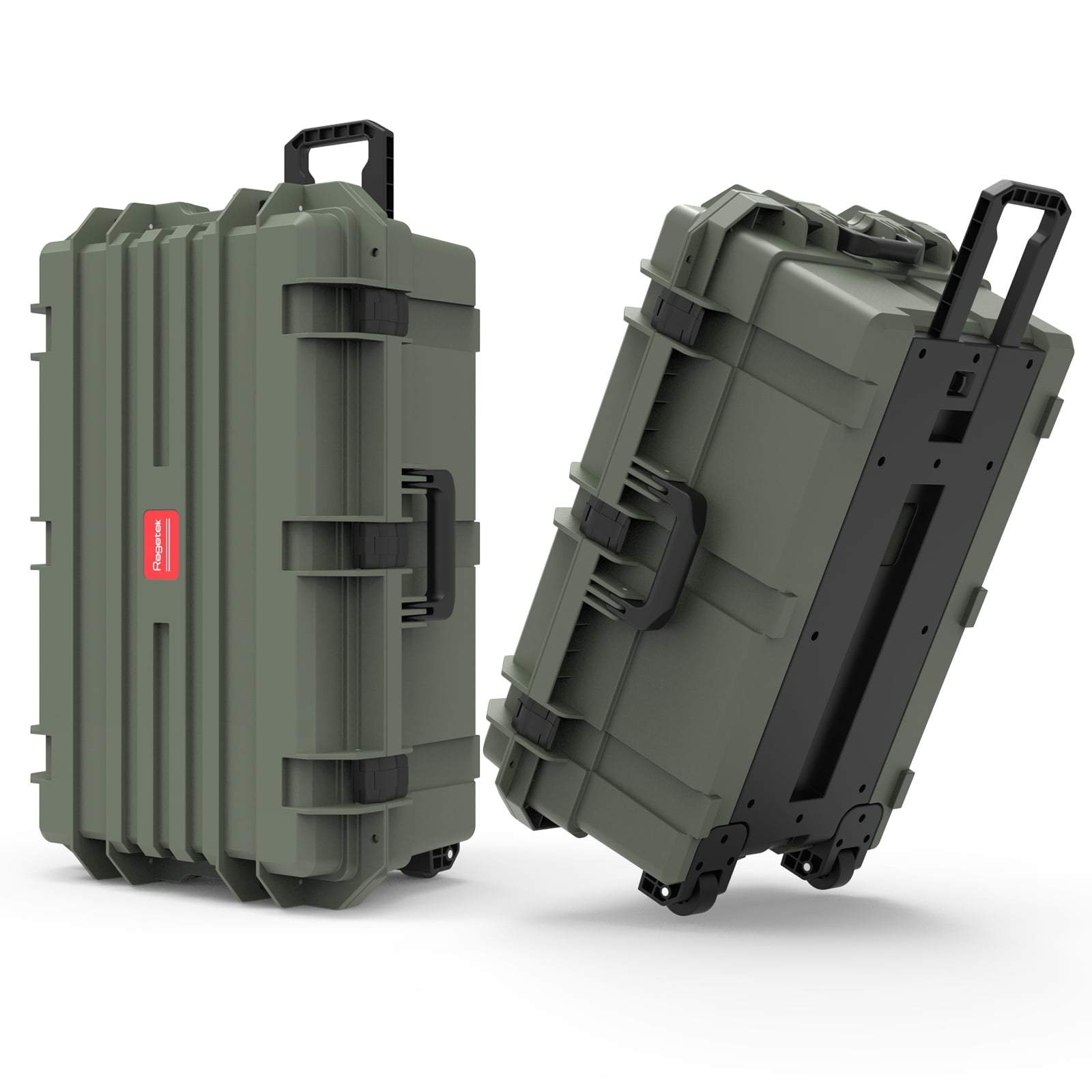 Regetek Waterproof Hard Case with Wheels and Customizable Foam, Gear Roller Protective Case for