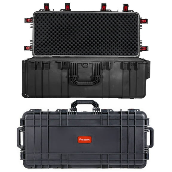 Regetek Waterproof Rolling Case 36"x 17.5"x 13.5", Equipment Case with Foam/Wheels for Camera, telescopes,Tool,Instrument,IP67 Waterproof & Crushproof, Lockable, Deep Transport Roller Hard Case