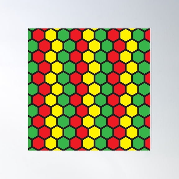 Reggae Beehive Hexagon Pattern Poster Wall Art, Modern Wall Decor For Living Room Bedroom, 24x24 UNFRAMED