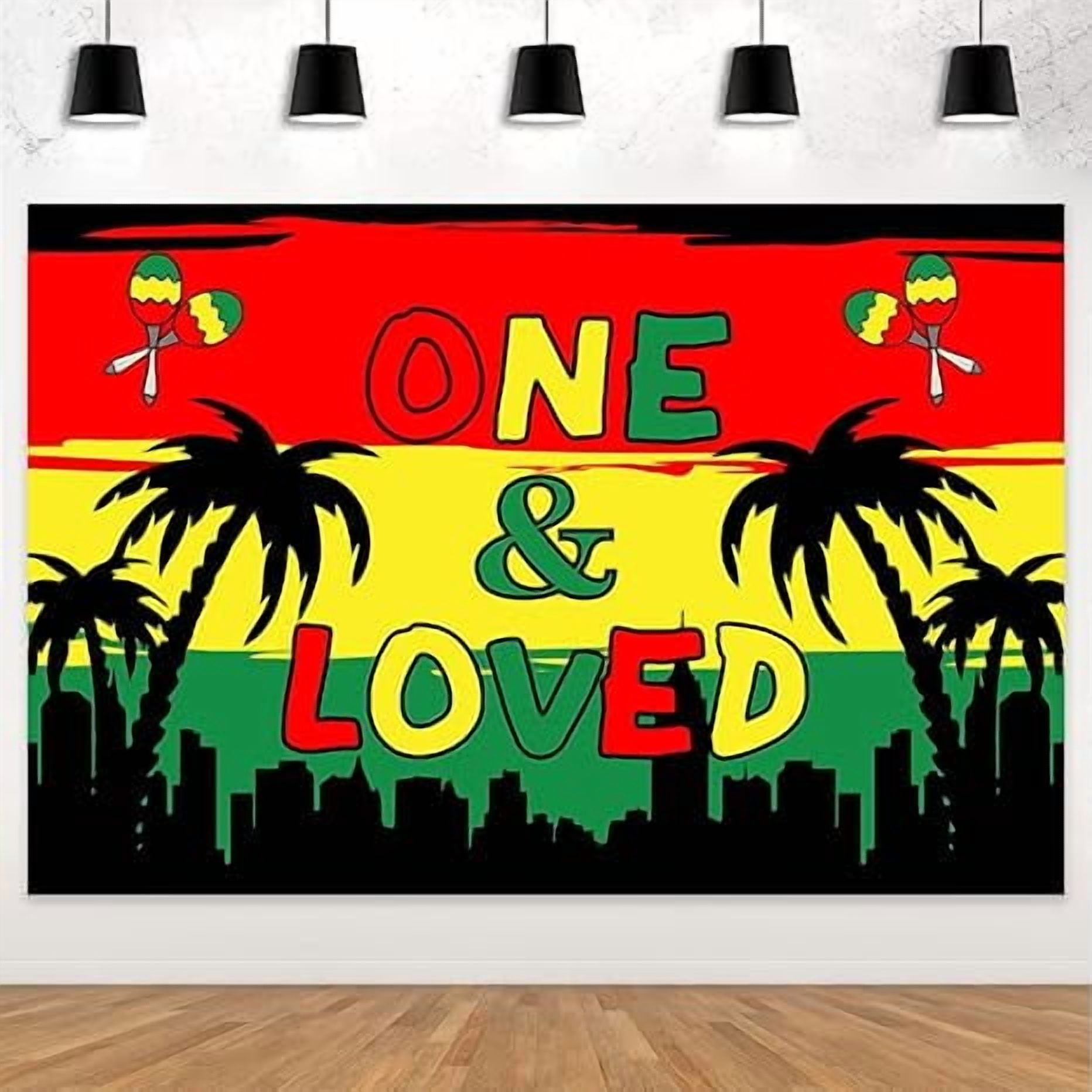 Reggae Birthday Backdrop One and Loved Reggae First Birthday decor Palm ...