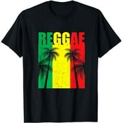 Reggae Flag Jamaican Vacation T-Shirt Gift with Palm Trees
