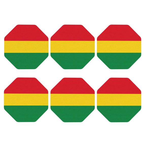 Reggae Flag Leather Drinks Coasters Suitable for Various Cups Set of 6 Octagon