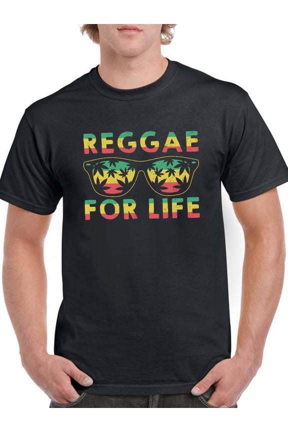 Reggae For Life T-Shirt Men -Smartprints Designs, Male 5X-Large