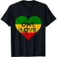 thumbnail image 1 of Reggae Heart One Love Rasta Reggae Music Rastafarian Jamaica T-Shirt, 1 of 3