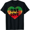 thumbnail image 1 of Reggae Heart One Love Rasta Reggae Music Rastafarian Jamaica T-Shirt, 1 of 3