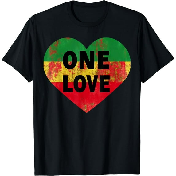 Reggae Heart One Love Rasta Reggae Music Rastafarian Jamaica T-Shirt
