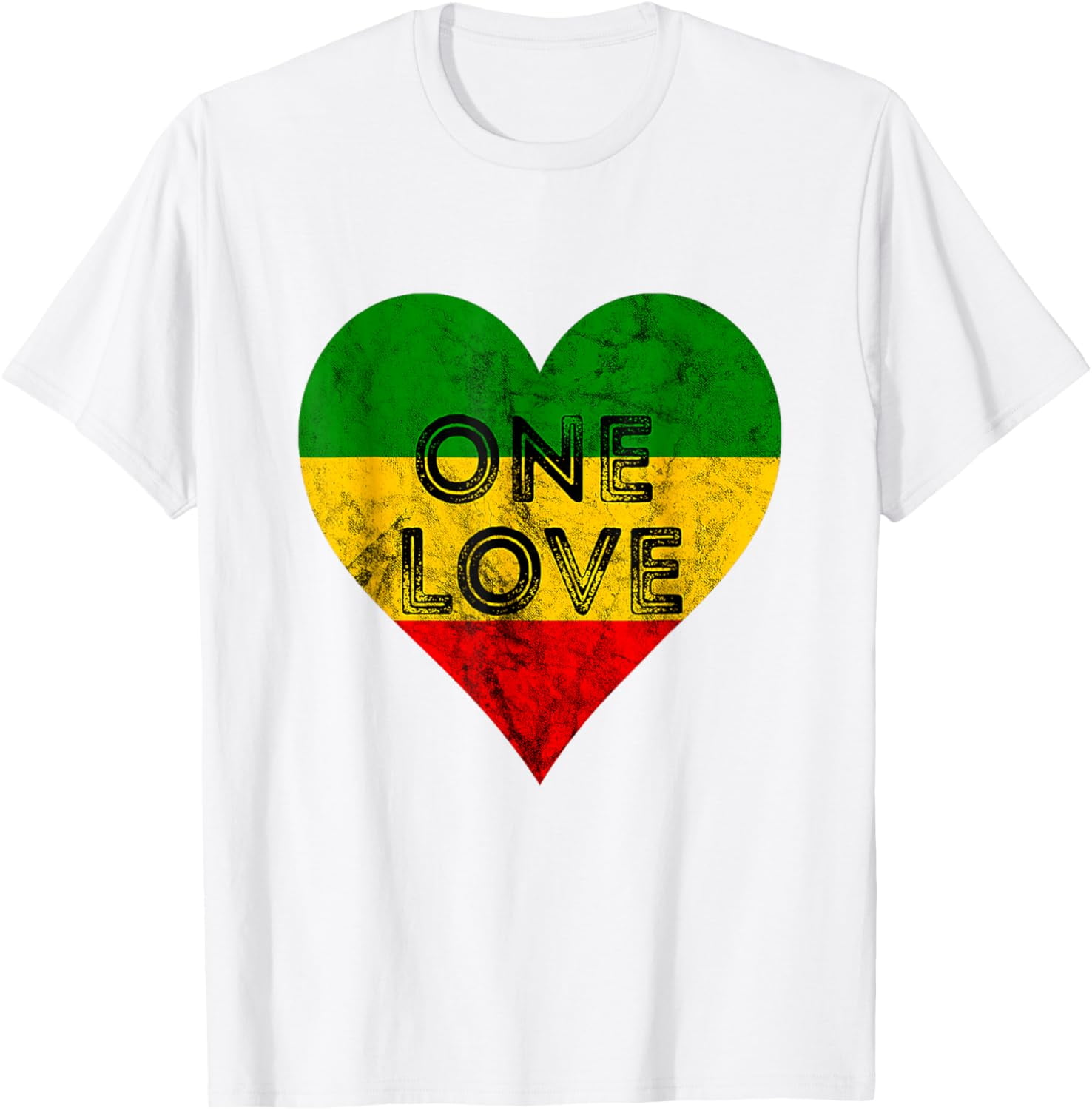 Reggae Heart One Love Rasta Reggae Music Rastafarian Jamaica T-Shirt ...