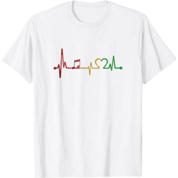 Reggae Heartbeat T-Shirt Retro Vintage Gift Rastafari