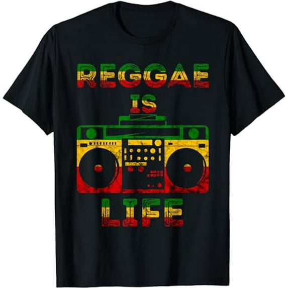 Reggae Is Life Music Boombox Rastafari Roots Rasta Lover T-Shirt