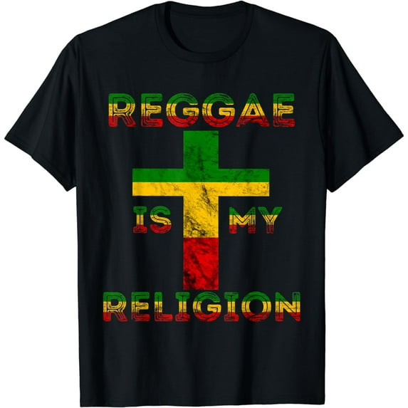 Reggae Is My Religion Rasta Reggae Jesus Cross Faith T-Shirt