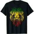 thumbnail image 1 of Reggae Lion Of Judah Rastafari Dreadlocks Ethiopian African T-Shirt, 1 of 5