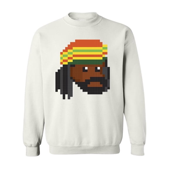 Reggae Men Portrait. Pixel Art - Men Sweatshirt, White, 5XL