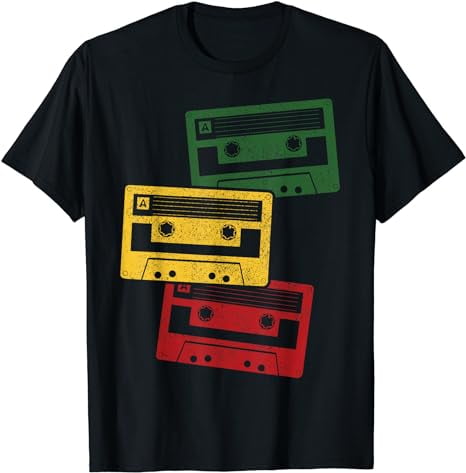 Reggae Music Cassette Tapes Vintage Retro Rastafari Rasta T-Shirt ...