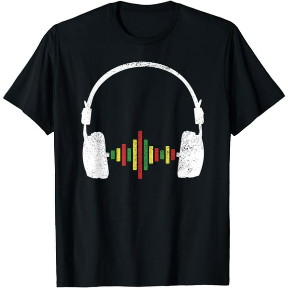 Reggae Music Headphones Rastafari Dancehall Dub Rasta Gift T-Shirt