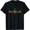 thumbnail image 1 of Reggae Music Heartbeat T-Shirt - Jamaica Rasta Tee Gift mens t shirt，black，women，funny，misfits，men，journey, 1 of 4