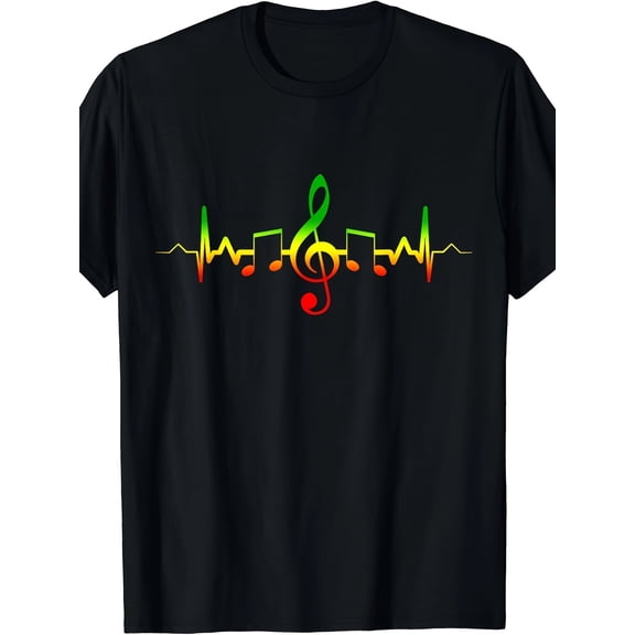 Reggae Music Heartbeat T-Shirt - Jamaica Rasta Tee Gift