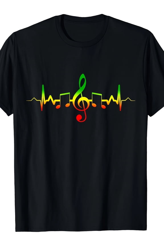 Reggae Music Heartbeat T-Shirt - Jamaica Rasta Tee Gift