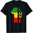 thumbnail image 1 of Reggae Music Rastafarian 1 Love Rasta Jamaica T-Shirt Black Small, 1 of 4
