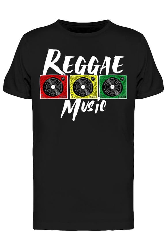 Reggae Music Vinyl Record Player T-Shirt Men -Image by Shutterstock, Male Small