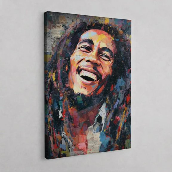 Reggae Music Wall Art Colorful Musician Portrait Print Vibrant Pop Decor Modern Musics Lover Gift, Unframed Canvas
