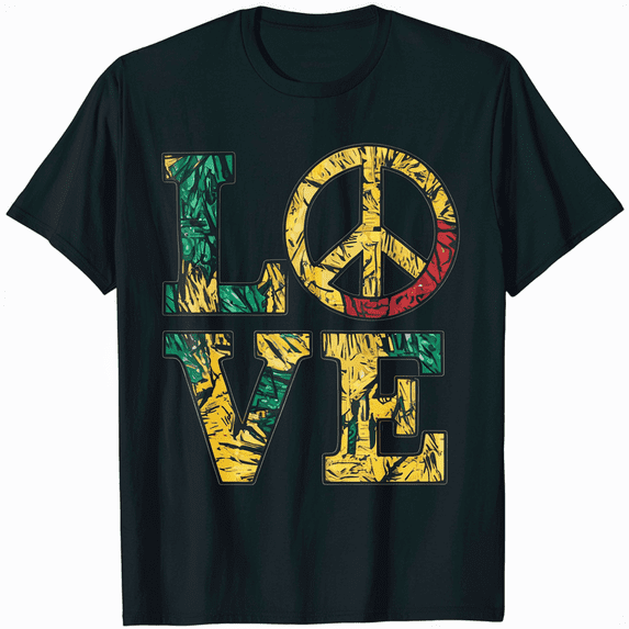 Reggae Peace Symbol Rasta Reggae Music Rastafari Hippie T-Shirt