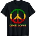 thumbnail image 1 of Reggae Peace Symbol Rasta Reggae Music Rastafari Hippie T-Shirt, 1 of 5