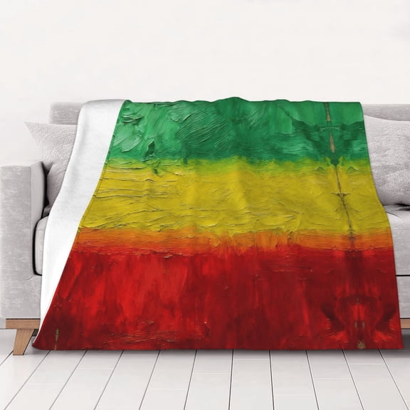 Reggae-Rastafarian-Flag Throw Blanket Warm Camping Outdoor Light Weight Cozy Blanket for Couch Sofa Bed 40"x30"
