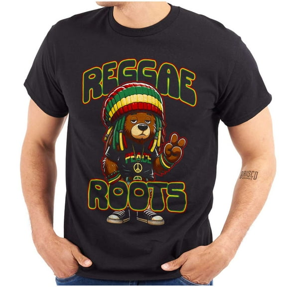 Reggae Roots Rastafari Teddy Bear Men's Graphic T Shirt Tees Brisco Brands L