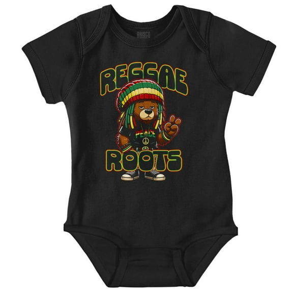 Reggae Roots Rastafari Teddy Bear Romper Boys or Girls Infant Baby Brisco Brands NB