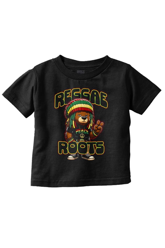 Reggae Roots Rastafari Teddy Bear Toddler Boy Girl T Shirt Infant Toddler Brisco Brands 18M