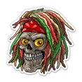 thumbnail image 1 of Reggae Skull - 12" Vinyl Sticker Waterproof Decal, 1 of 1