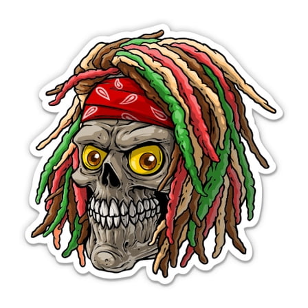 Reggae Skull - 3" Vinyl Sticker - For Car Laptop Water Bottle Phone - Waterproof Decal