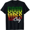 thumbnail image 1 of Reggae T-Shirt Good Vibes Only Jamaica One Love Rasta Black Medium, 1 of 4