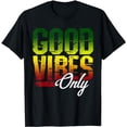 thumbnail image 1 of Reggae T-Shirt Good Vibes Only Jamaica One Love Rasta, 1 of 5