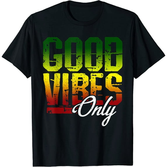 Reggae T-Shirt Good Vibes Only Jamaica One Love Rasta