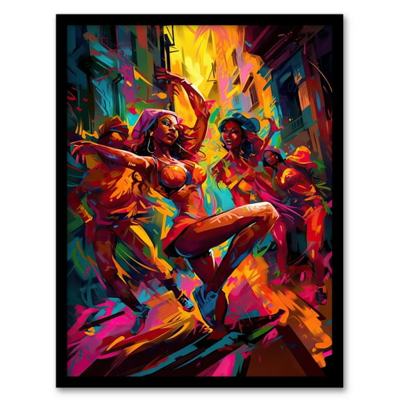 Reggaeton Modern Urban Street Dance Reggae Music Latin American Dance Hall Painting Rhythm Body Energy Theatre Arts Artwork Artwork Framed Wall Art Print A4