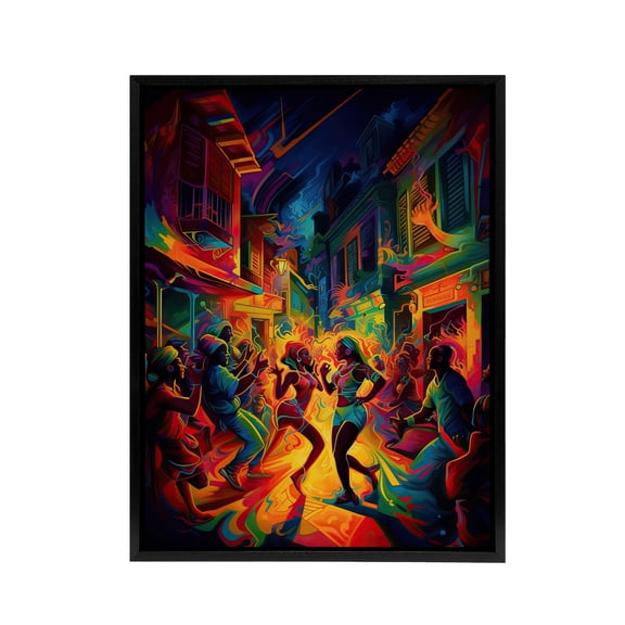 Reggaeton Music Urban Street Dance Black Framed Canvas Wall Art Print 12X16"