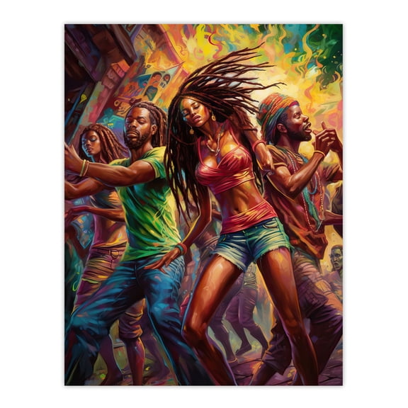 Reggaeton Urban Latin Street Dance Reggae Music Latin American Dance Hall Painting Rhythm Body Energy Theatre Arts Artwork Large Wall Art Poster Print Thick Paper 18X24 Inch