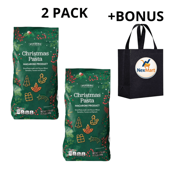 Reggano Christmas Shaped Macaroni Pasta, 2 Pack