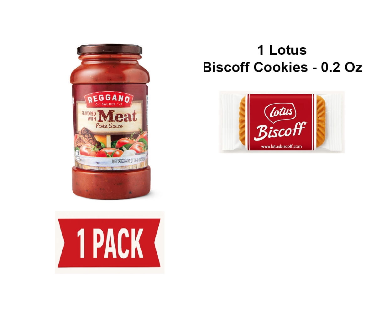 Reggano Meat Pasta Sauce, 24 oz - Pack of 1 & Lotus Biscoff Cookie - 0.2 Oz - 1 ct